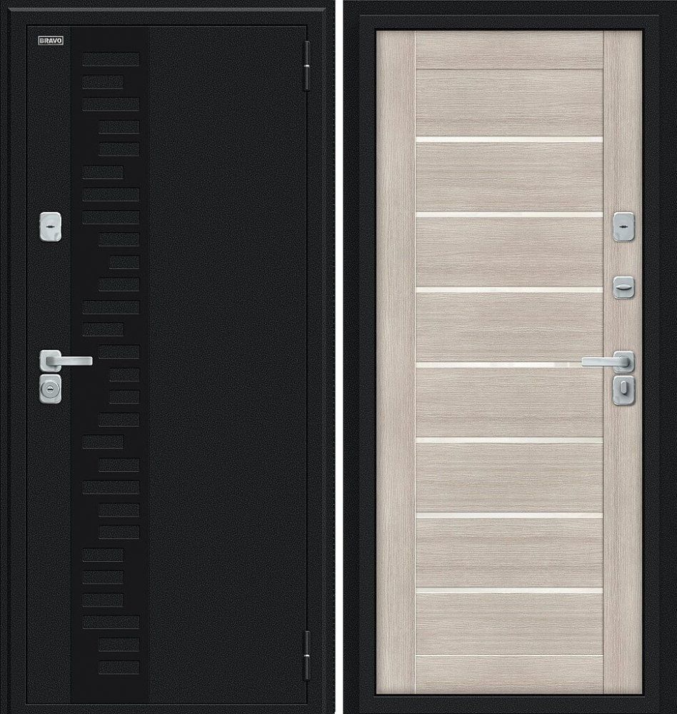 Фото Дверь Браво Thermo Техно Декор-2 Букле черное/Cappuccino Veralinga DIS006771